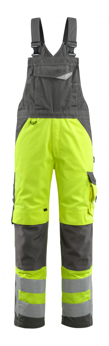 MASCOT-Workwear, Warnschutz-Latzhose, Newcastle, 82 cm, 290 g/m², gelb/dunkelanthrazit