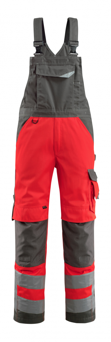 MASCOT-Workwear, Warnschutz-Latzhose, Newcastle, 76 cm, 290 g/m², rot/dunkelanthrazit