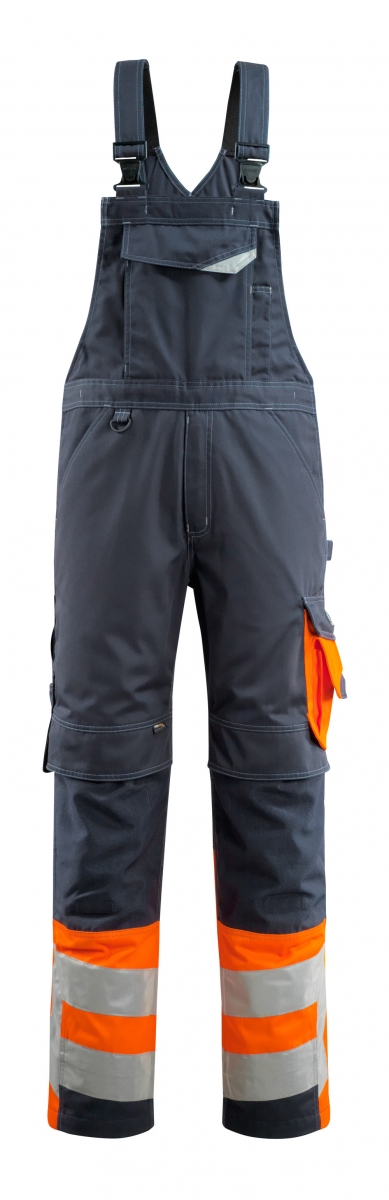 MASCOT-Workwear, Warnschutz-Latzhose, Sunderland,  76 cm, 290 g/m, schwarzblau/orange