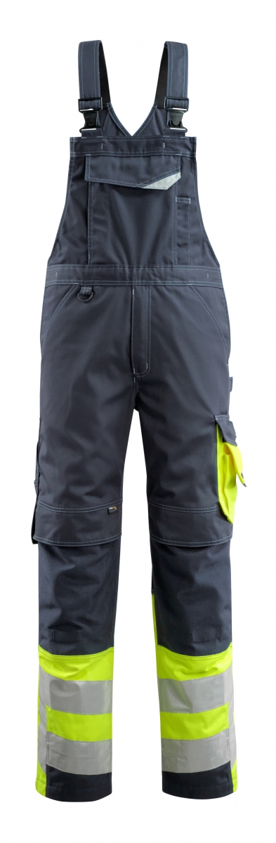 MASCOT-Workwear, Warnschutz-Latzhose, Sunderland,  76 cm, 290 g/m, schwarzblau/gelb