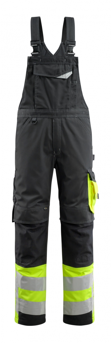 MASCOT-Workwear, Warnschutz-Latzhose, Sunderland,  76 cm, 290 g/m, schwarz/gelb