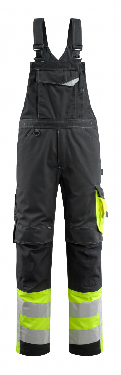 MASCOT-Workwear, Warnschutz-Latzhose, Sunderland, 90 cm, 290 g/m², schwarz/gelb
