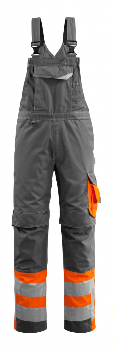 MASCOT-Workwear, Warnschutz-Latzhose, Sunderland,  76 cm, 290 g/m, dunkelanthrazit/orange