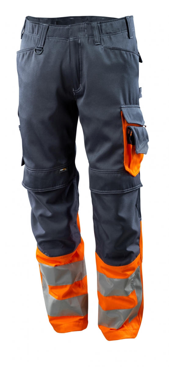 MASCOT-Workwear, Warnschutz-Bundhose, Leeds,  76 cm, 290 g/m, schwarzblau/orange