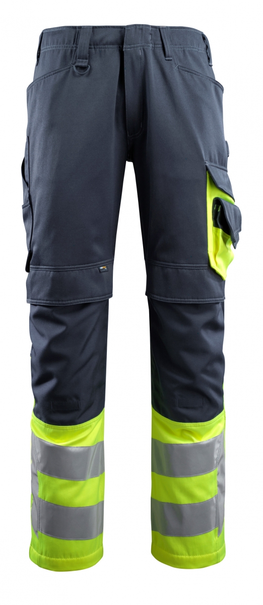 MASCOT-Workwear, Warnschutz-Bundhose, Leeds,  76 cm, 290 g/m, schwarzblau/gelb