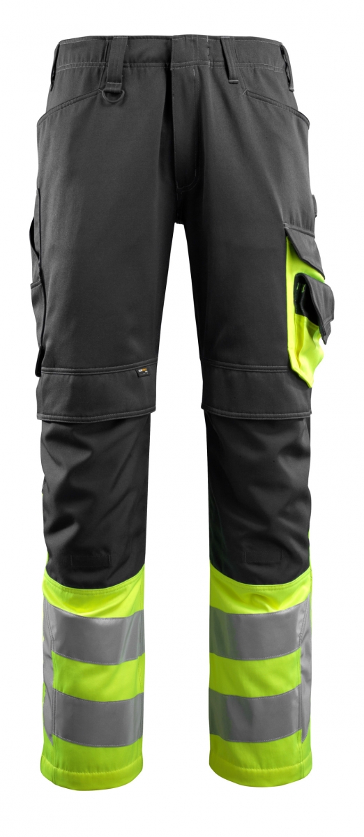 MASCOT-Workwear, Warnschutz-Bundhose, Leeds,  76 cm, 290 g/m, schwarz/gelb