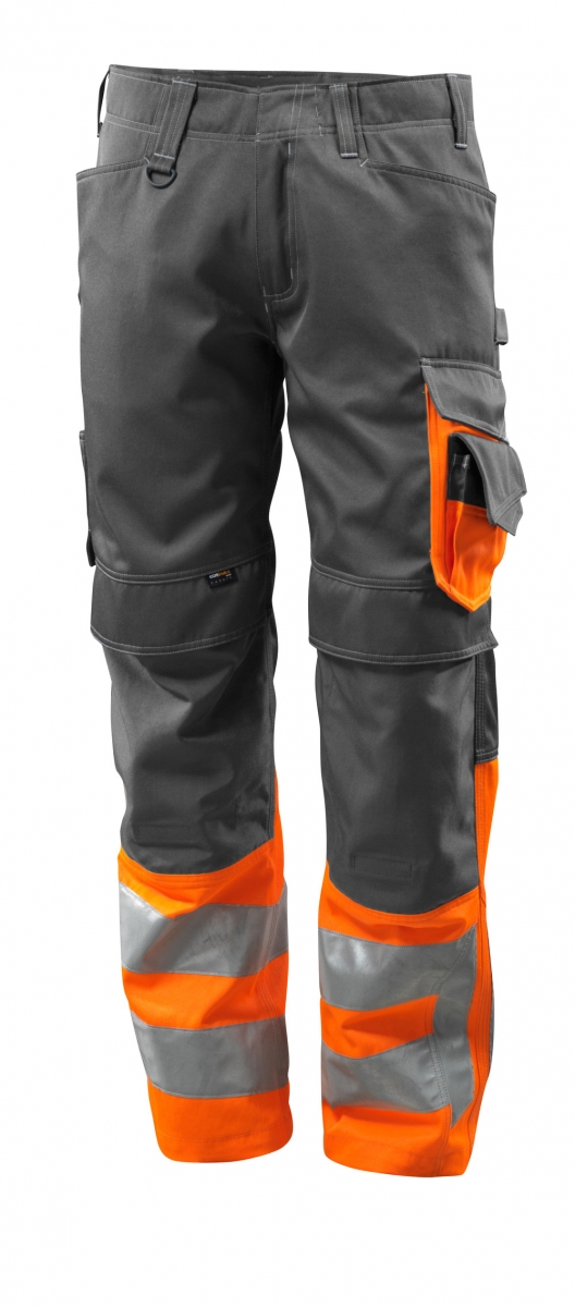 MASCOT-Workwear, Warnschutz-Bundhose, Leeds,  76 cm, 290 g/m, dunkelanthrazit/orange