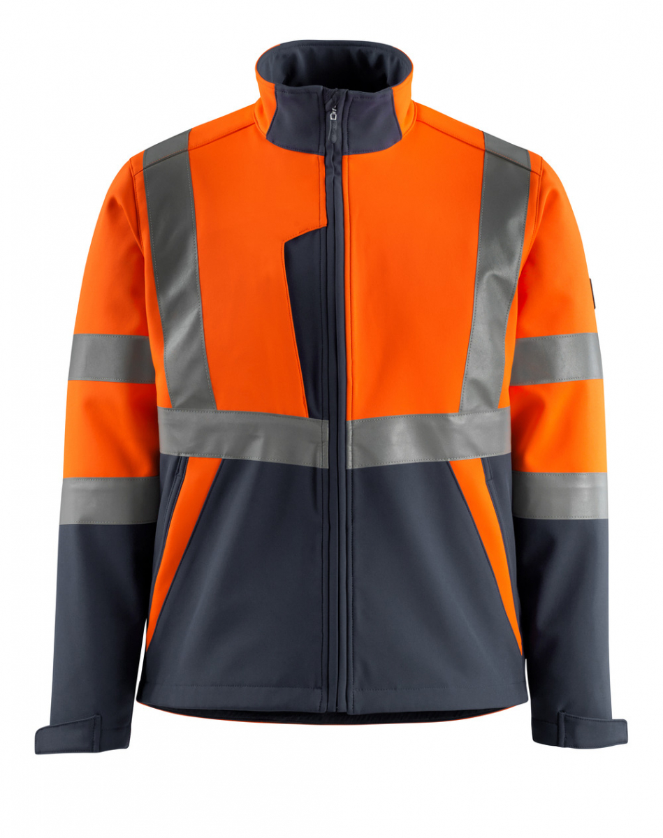 MASCOT-Workwear, Warnschutz-Soft Shell Jacke, Kiama, 280 g/m², orange/schwarzblau