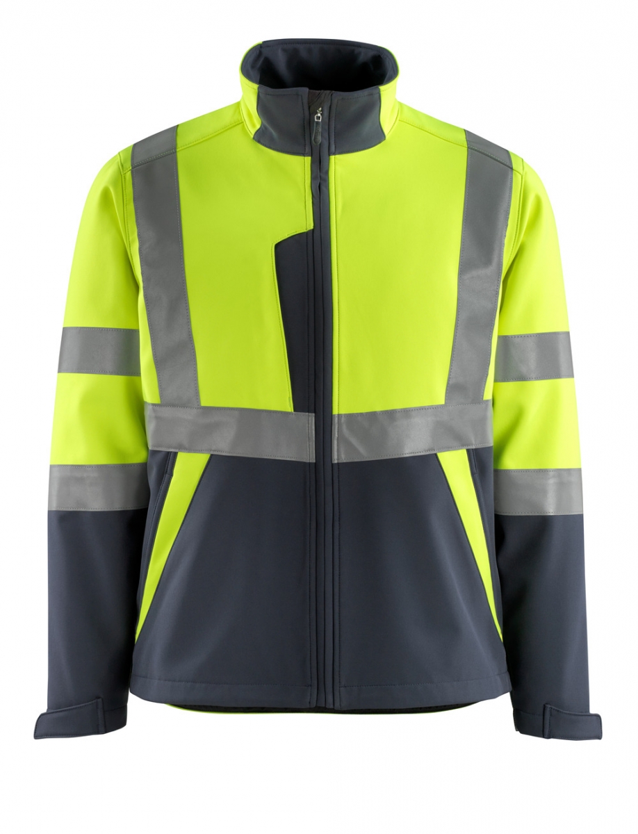MASCOT-Workwear, Warnschutz-Soft Shell Jacke, Kiama,  280 g/m, gelb/schwarzblau