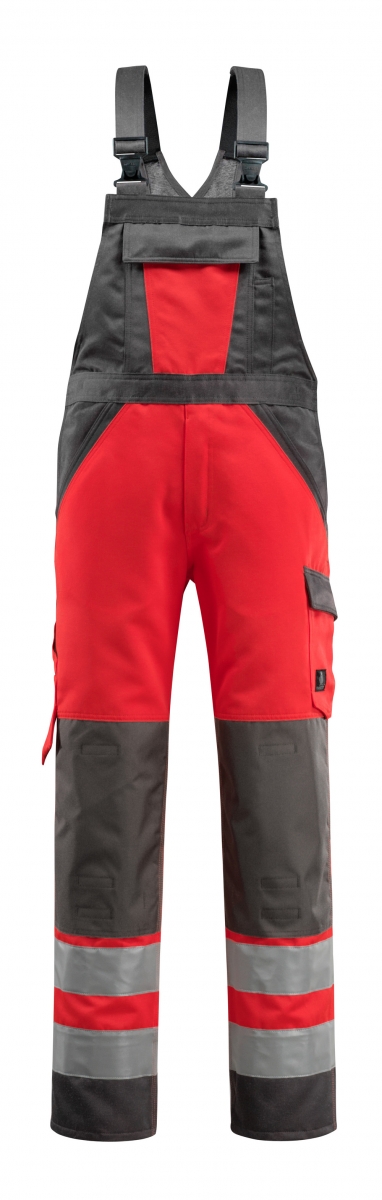 MASCOT-Workwear, Warnschutz-Latzhose, Gosford,  76 cm, 285 g/m, rot/dunkelanthrazit