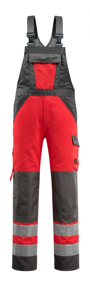 MASCOT-Workwear, Warnschutz-Latzhose, Gosford, 76 cm, 285 g/m², rot/dunkelanthrazit