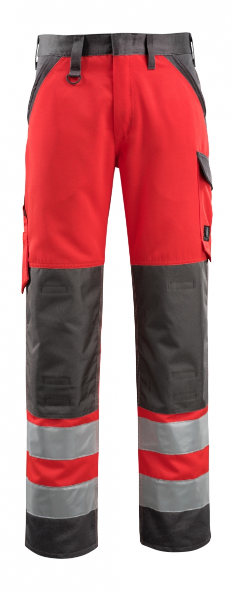 MASCOT-Workwear, Warnschutz-Bundhose, Maitland,  76 cm, 285 g/m, rot/dunkelanthrazit