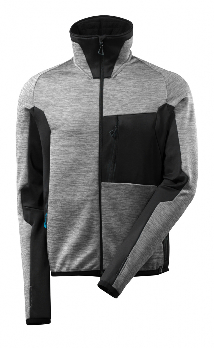 MASCOT-Workwear, Kälteschutz, Fleecepullover, mit Reißverschluss, 260 g/m², grau-meliert/schwarz