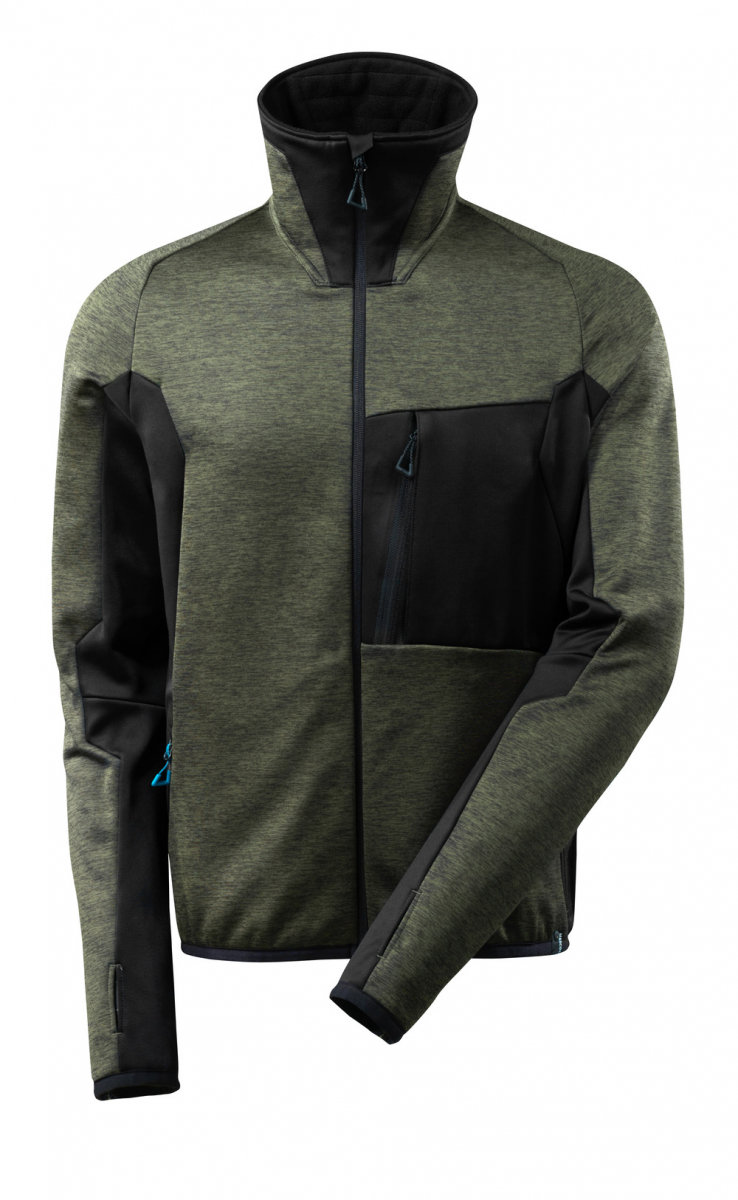 MASCOT-Workwear, Kälteschutz, Fleecepullover, mit Reißverschluss, 260 g/m², moosgrün/schwarz