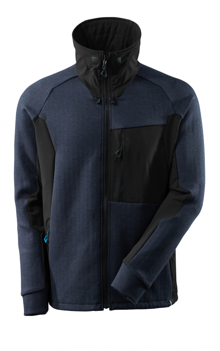 MASCOT-Worker-Shirts, Sweatshirt, Reiverschluss, Stehkragen, 380 g/m, schwarzblau/schwarz