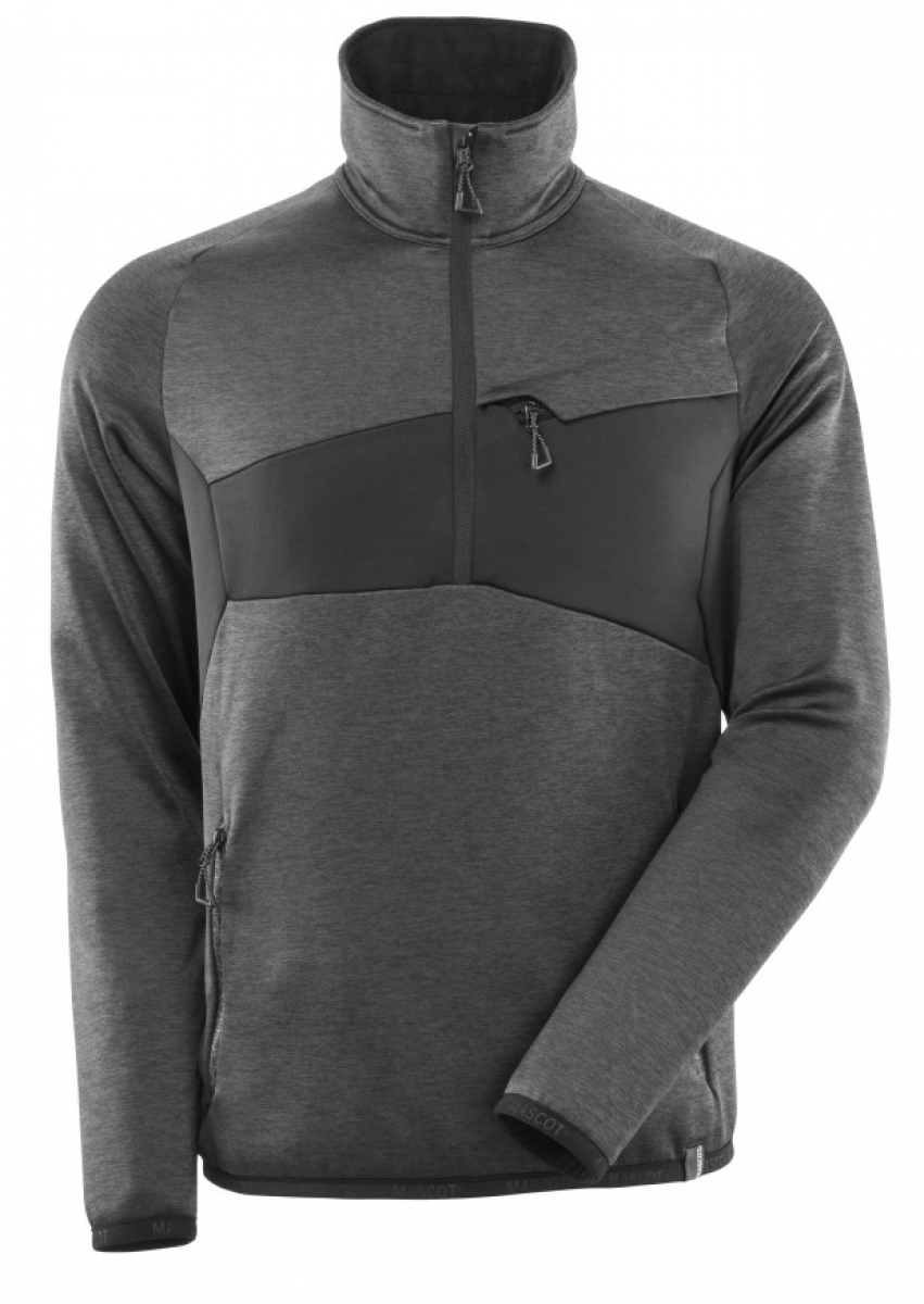 MASCOT-Workwear, Kälteschutz, Fleecepullover mit kurzem Reißverschluss, 260 g/m², dunkelanthrazit/schwarz