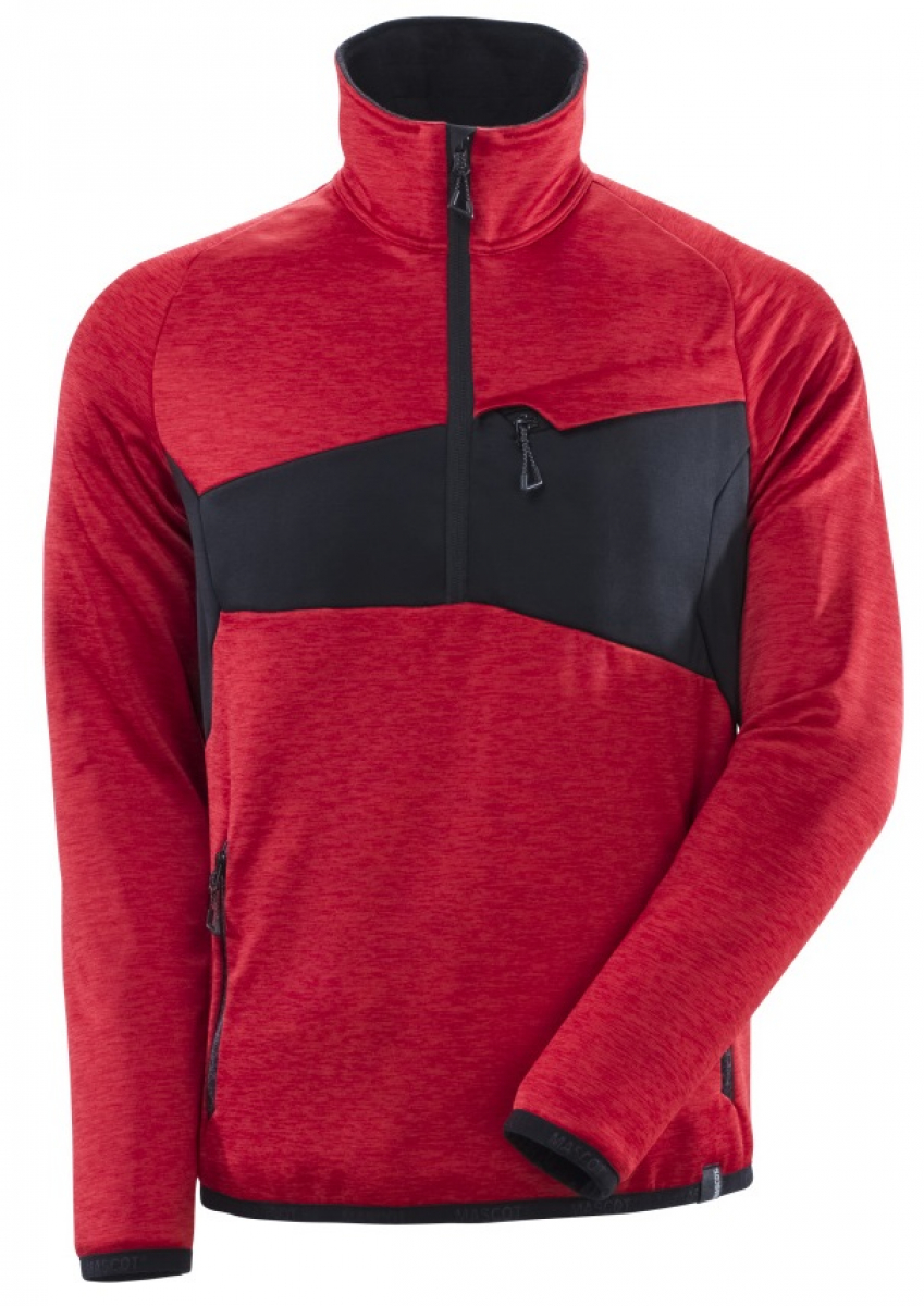 MASCOT-Workwear, Kälteschutz, Fleecepullover mit kurzem Reißverschluss, 260 g/m², verkehrsrot/schwarz