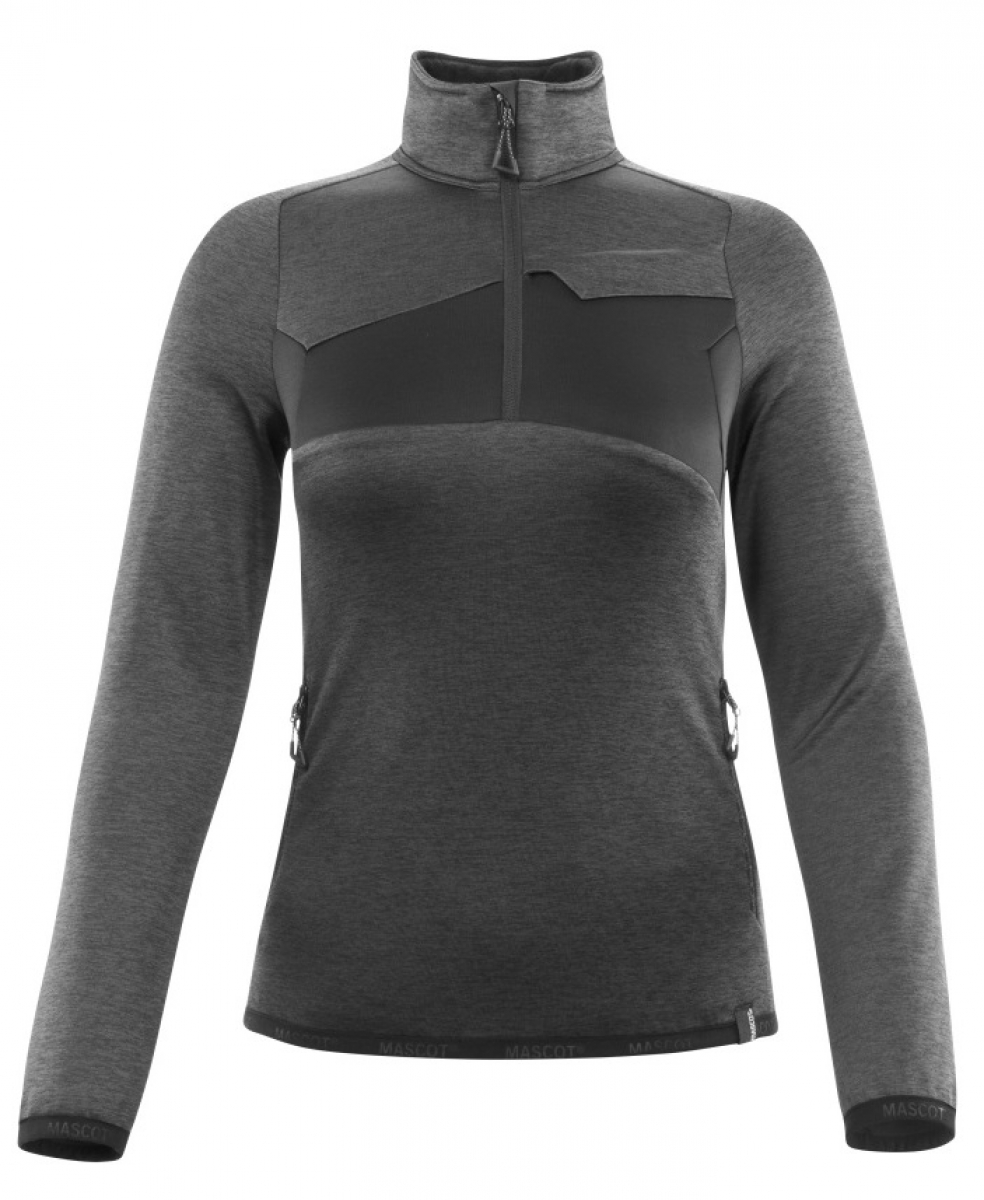 MASCOT-Workwear, Klteschutz, Damen-Fleecepullover mit kurzem Reiverschluss, 260 g/m, dunkelanthrazit/schwarz