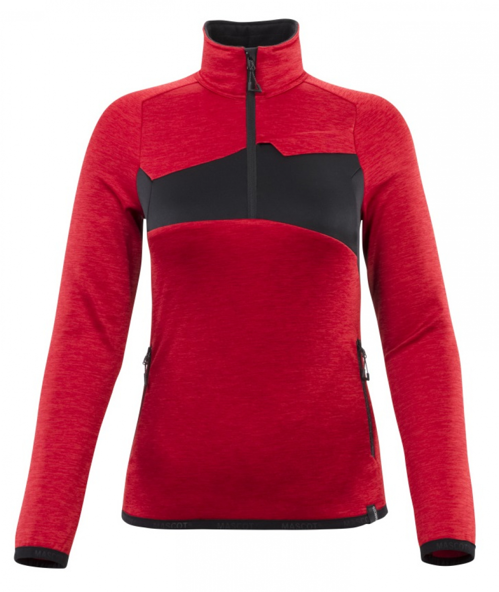 MASCOT-Workwear, Klteschutz, Damen-Fleecepullover mit kurzem Reiverschluss, 260 g/m, verkehrsrot/schwarz