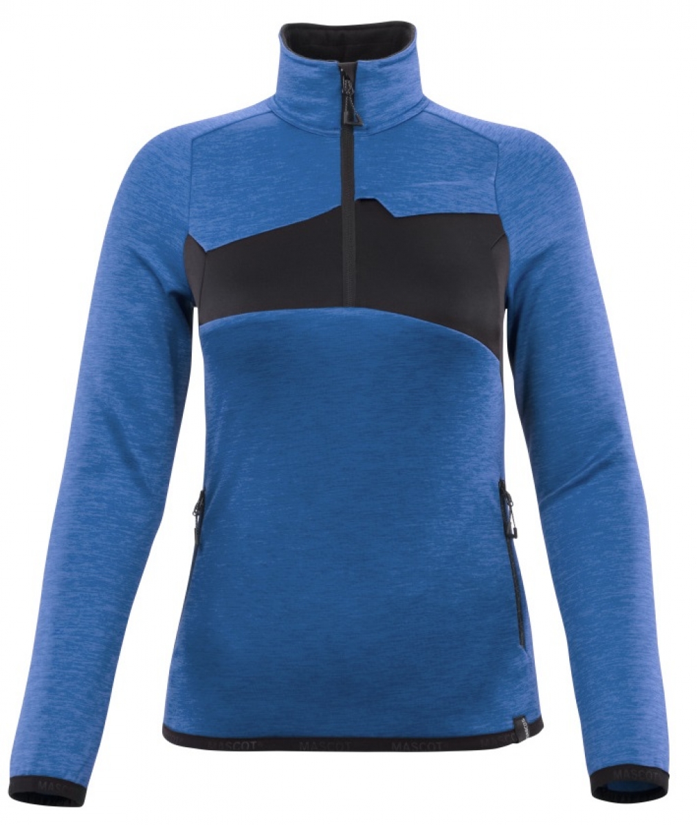 MASCOT-Workwear, Klteschutz, Damen-Fleecepullover mit kurzem Reiverschluss, 260 g/m, azurblau/schwarzblau
