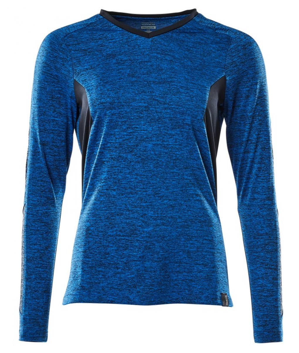 MASCOT-Worker-Shirts, Damen-T-Shirt, langarm, 230 g/m², azurblau/schwarzblau