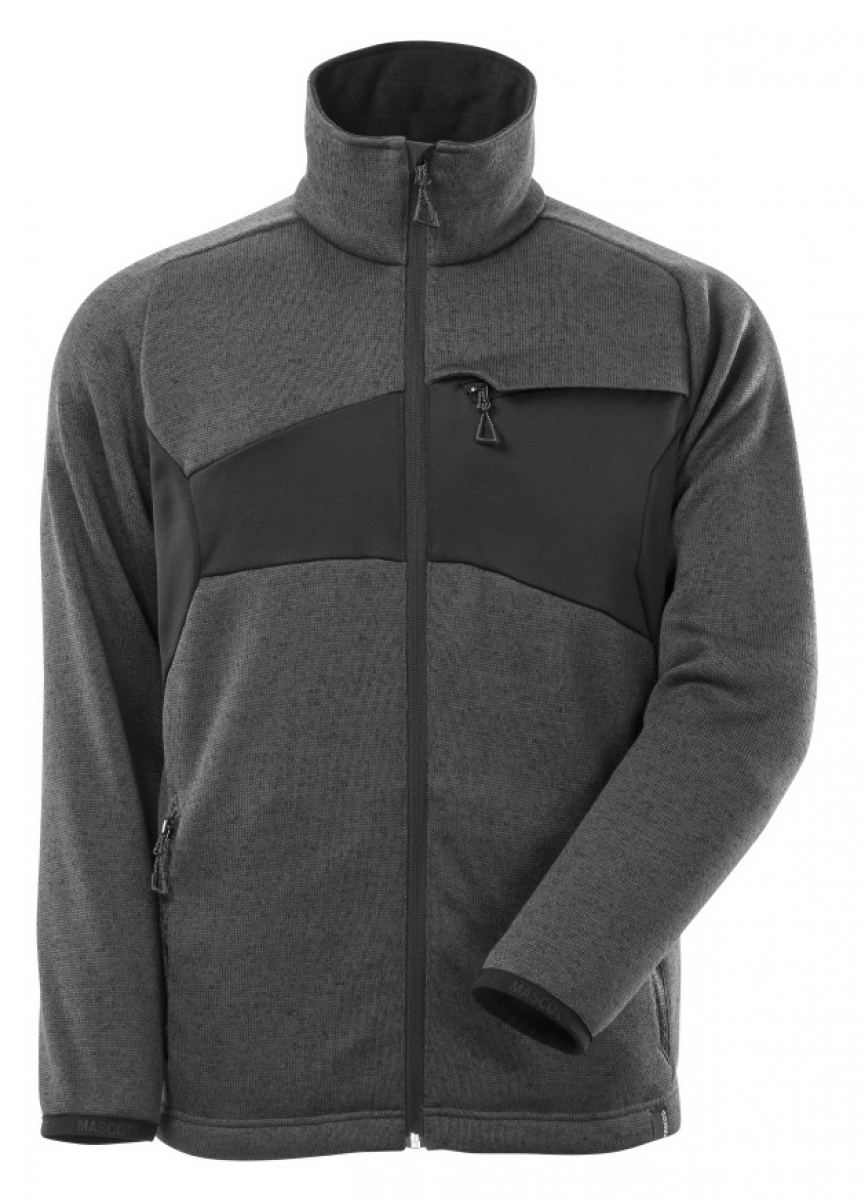 MASCOT-Workwear, Kälteschutz, Strickpullover mit Reißverschluss, 300 g/m², dunkelanthrazit/schwarz