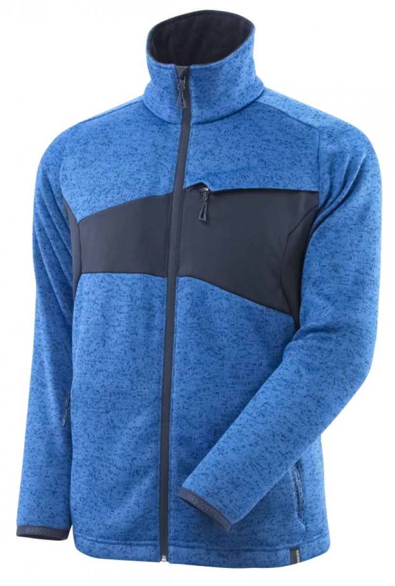 MASCOT-Workwear, Klteschutz, Strickpullover mit Reiverschluss, 300 g/m, azurblau/schwarzblau