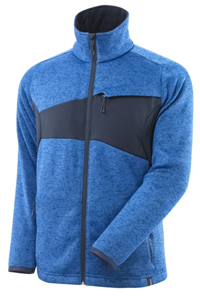 MASCOT-Workwear, Kälteschutz, Strickpullover mit Reißverschluss, 300 g/m², azurblau/schwarzblau