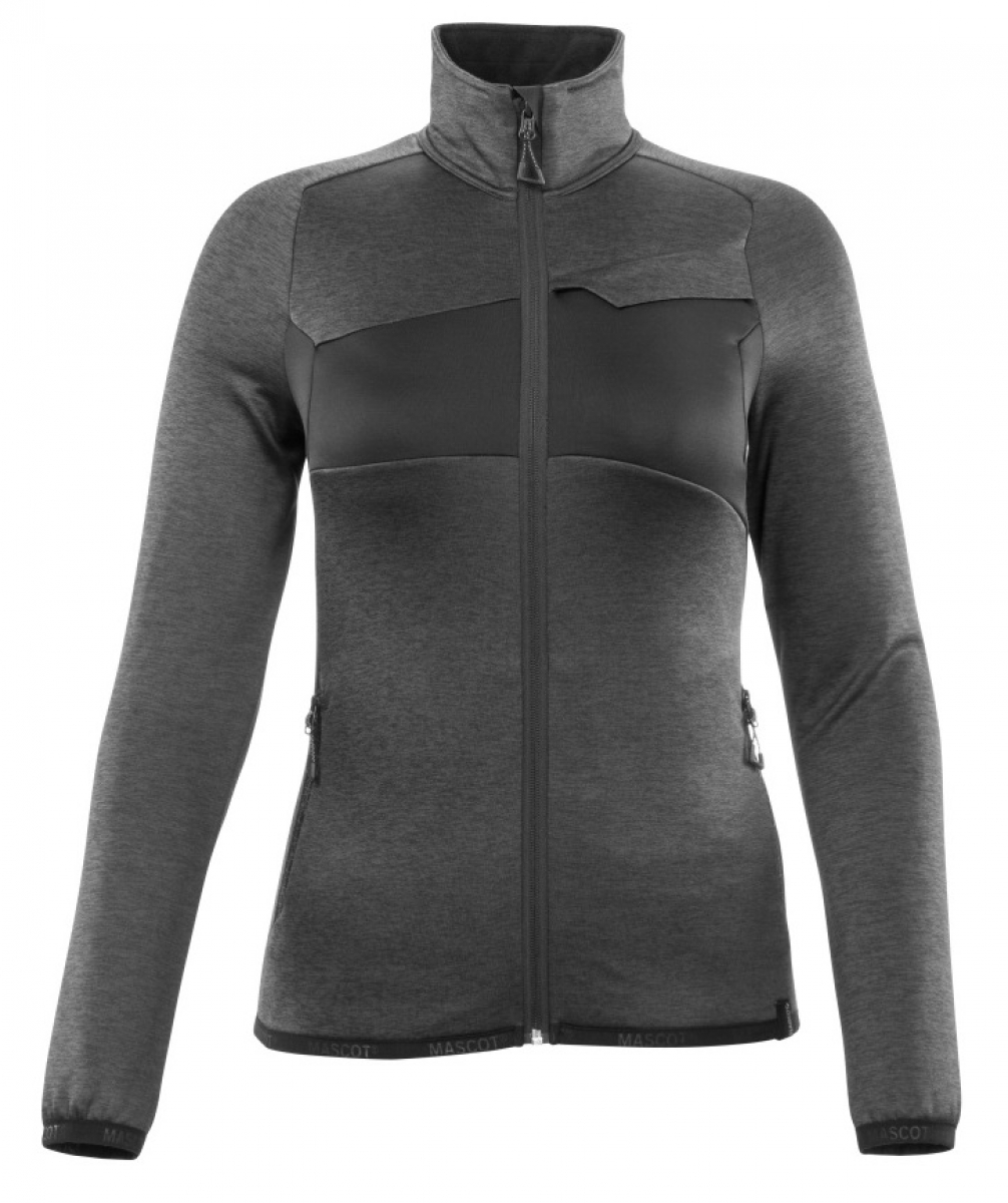 MASCOT-Workwear, Klteschutz, Damen Fleecepullover mit Reiverschluss, 260 g/m, dunkelanthrazit/schwarz