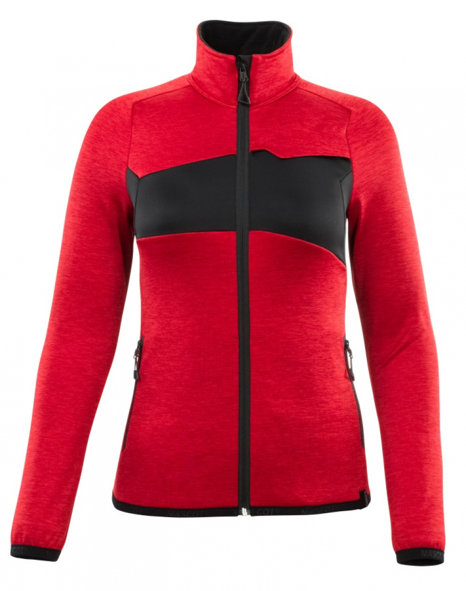 MASCOT-Workwear, Klteschutz, Damen Fleecepullover mit Reiverschluss, 260 g/m, verkehrsrot/schwarz