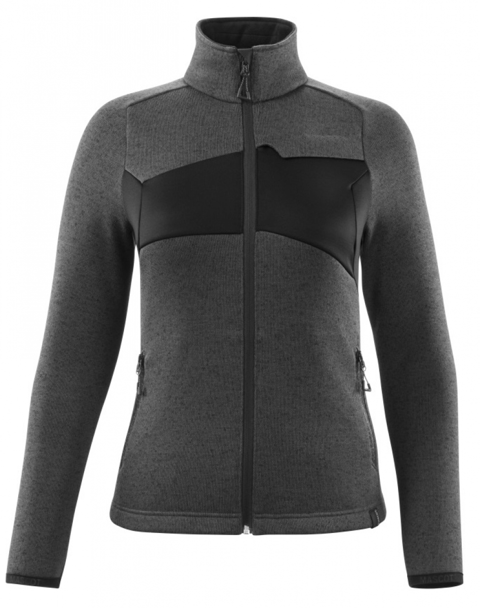 MASCOT-Damen Strickpullover mit Reiverschluss, ACCELERATE, 300 g/m, dunkelanthrazit/schwarz