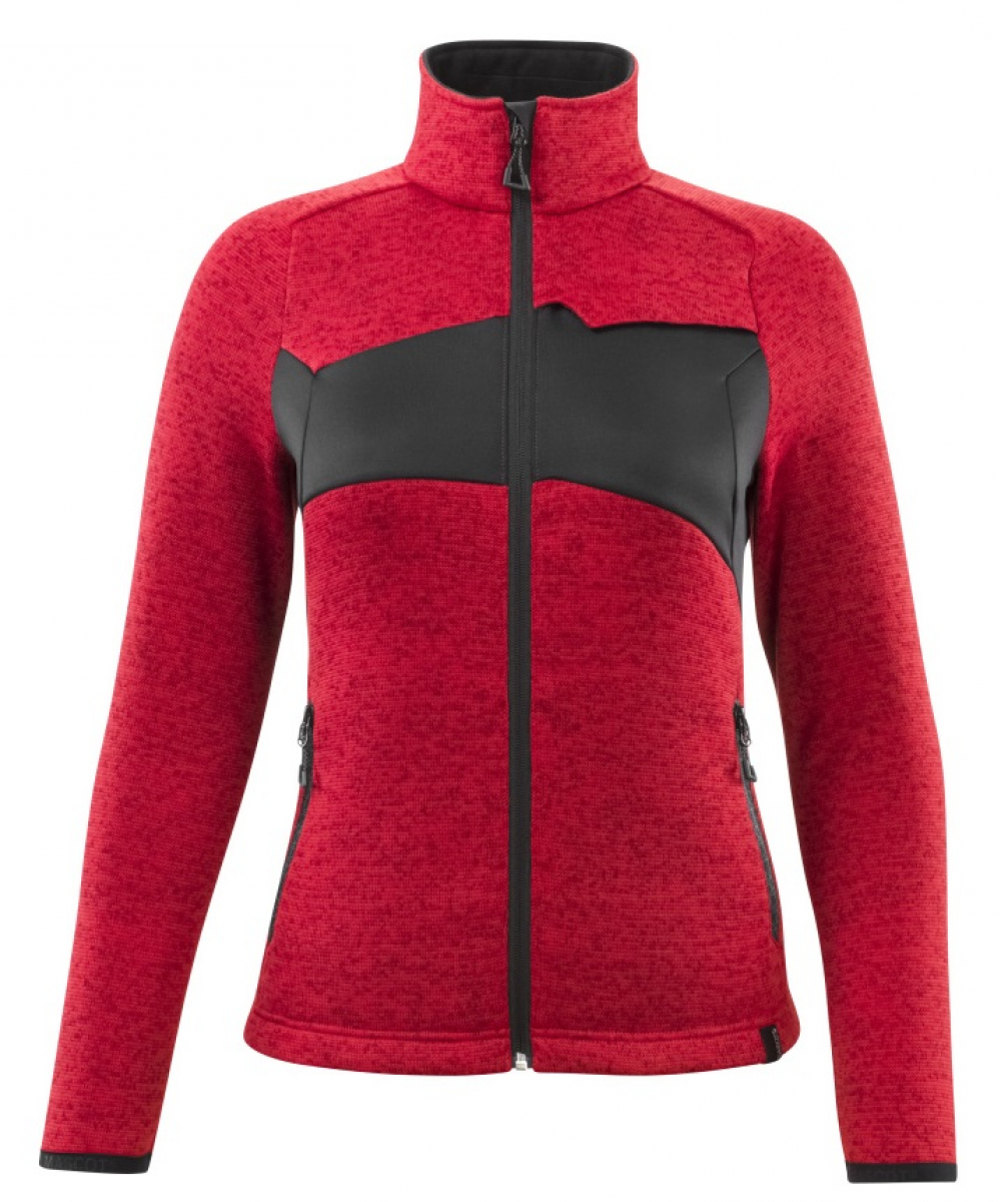 MASCOT-Damen Strickpullover mit Reißverschluss, ACCELERATE, 300 g/m², verkehrsrot/schwarz