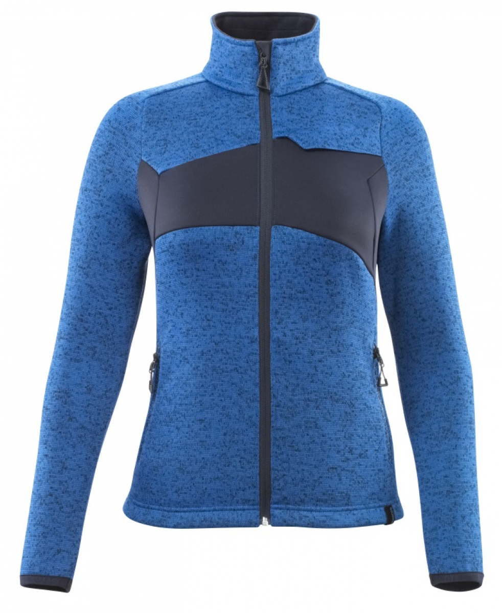 MASCOT-Damen Strickpullover mit Reiverschluss, ACCELERATE, 300 g/m, azurblau/schwarzblau