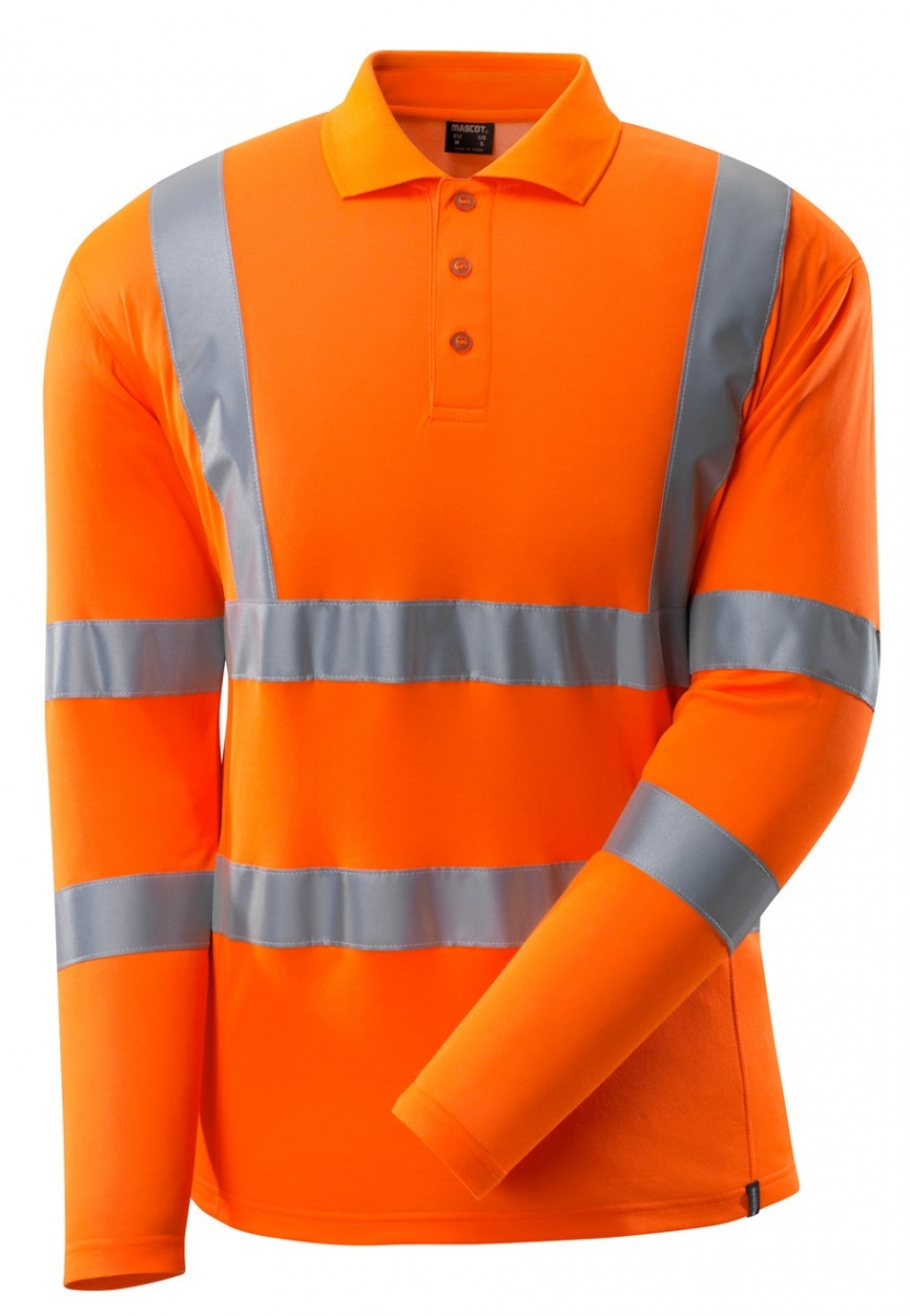 MASCOT-Workwear, Warnschutz-Polo-Shirt, langarm, 140 g/m, warnorange