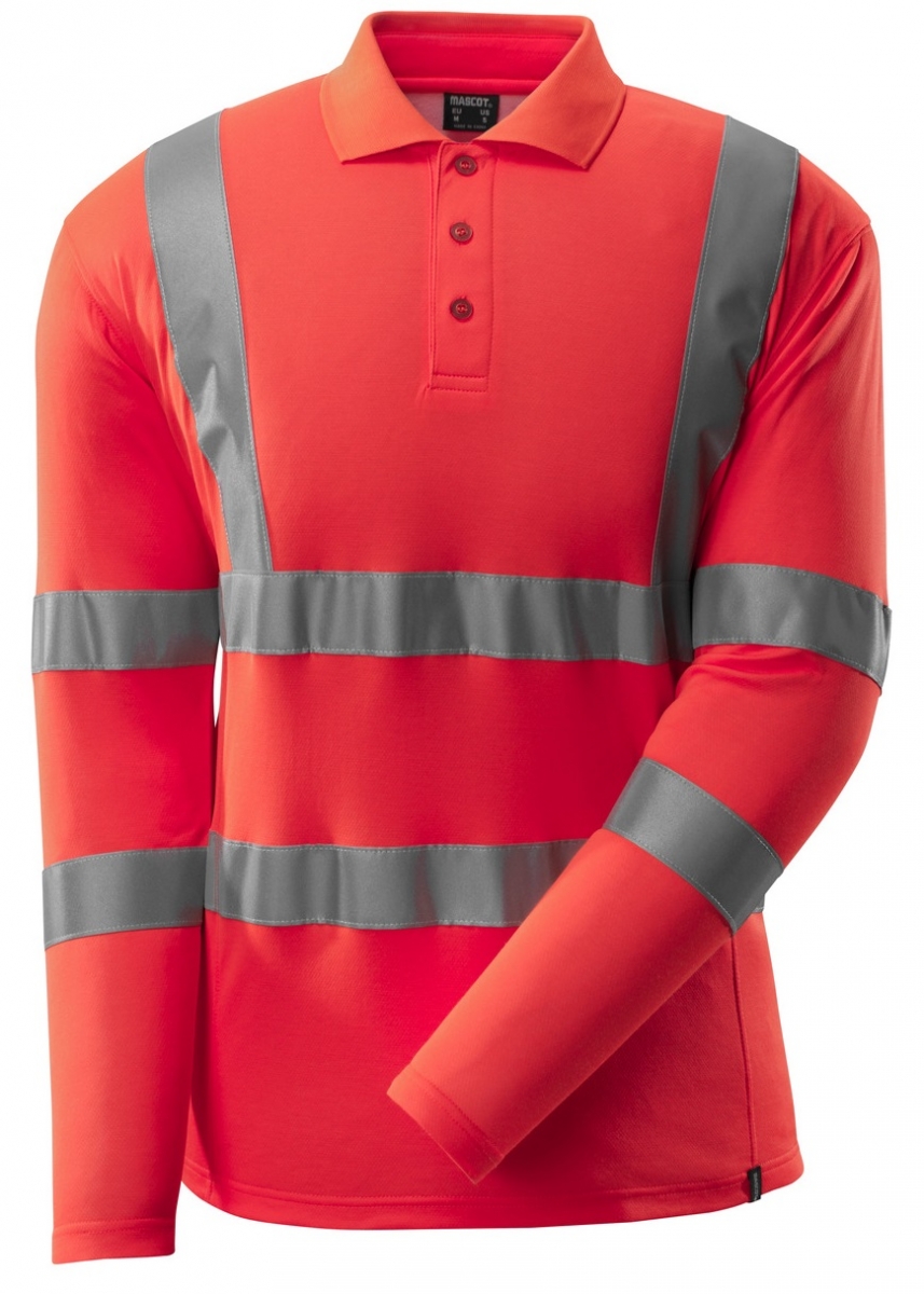 MASCOT-Workwear, Warnschutz-Polo-Shirt, langarm, 140 g/m, warnrot