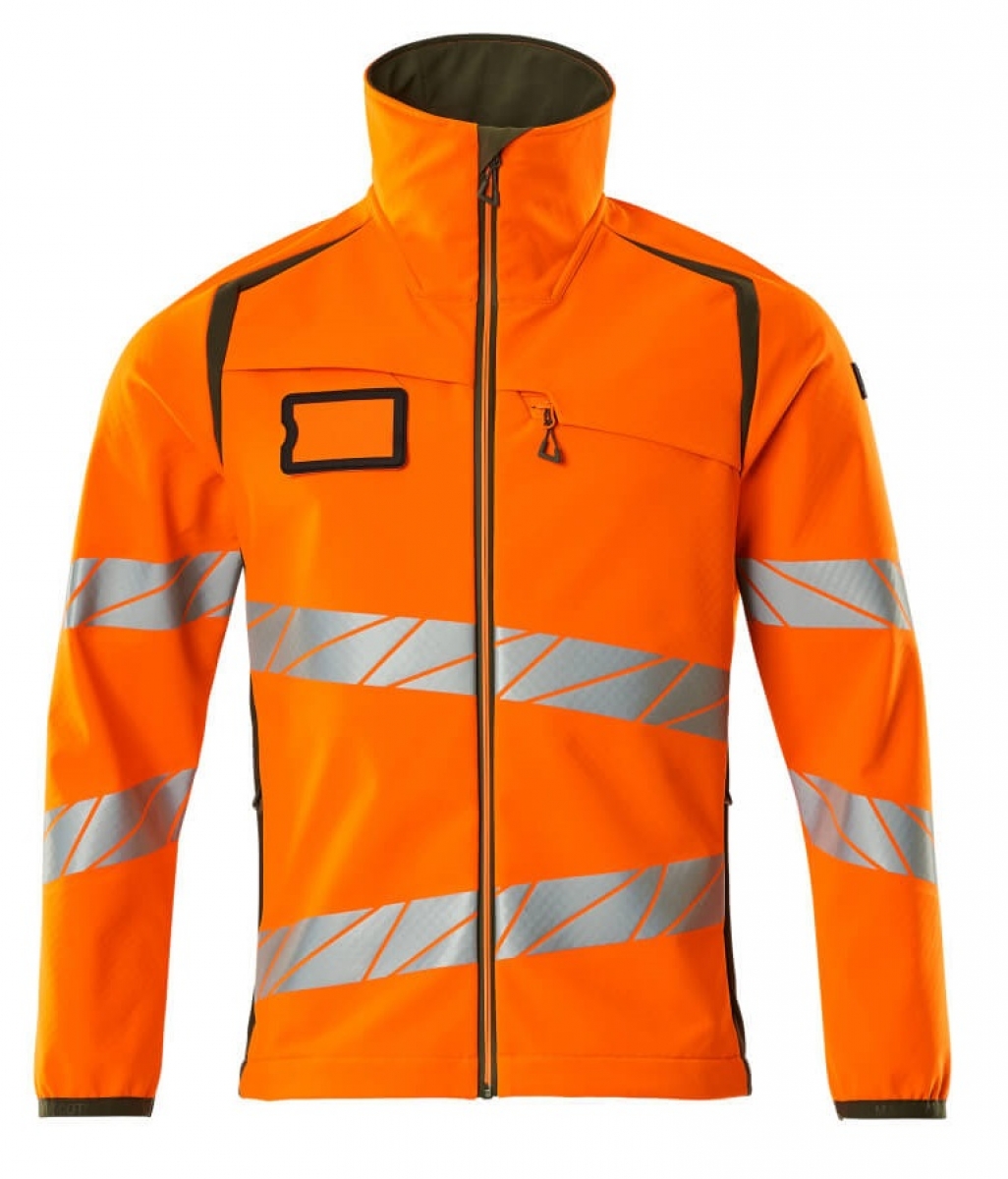 MASCOT-Workwear, Warnschutz-Soft Shell Jacke, ACCELERATE SAFE, warnorange/moosgrn