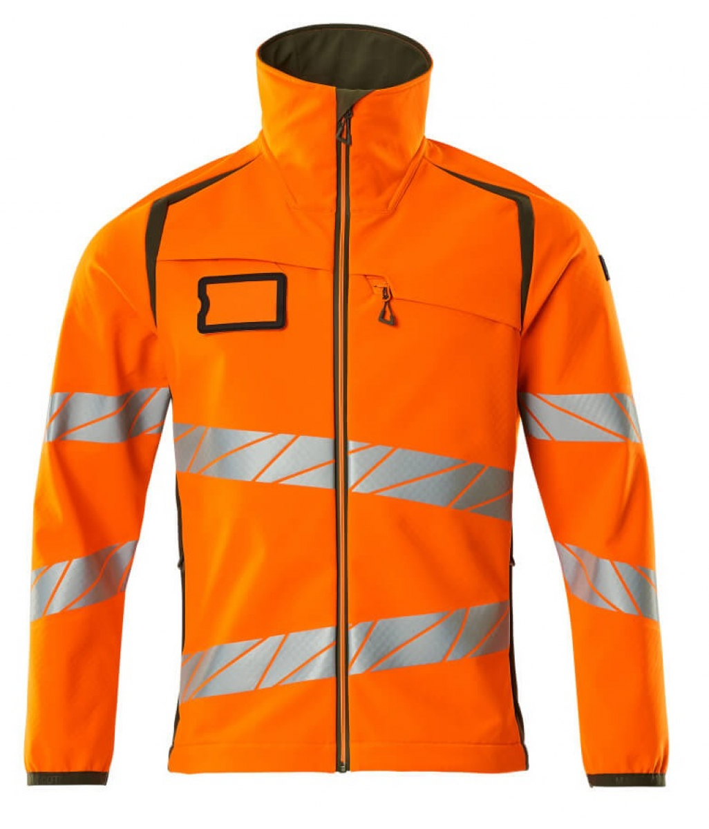 MASCOT-Workwear, Warnschutz-Soft Shell Jacke, ACCELERATE SAFE, warnorange/moosgrün