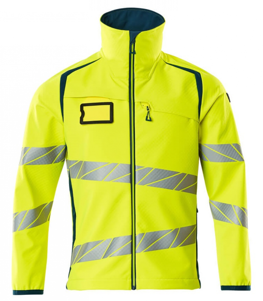 MASCOT-Workwear, Warnschutz-Soft Shell Jacke, ACCELERATE SAFE, warngelb/dunkelpetroleum