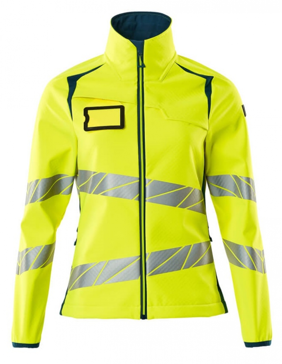 MASCOT-Workwear, Warnschutz-Damen Soft Shell Jacke, ACCELERATE SAFE, warngelb/dunkelpetroleum