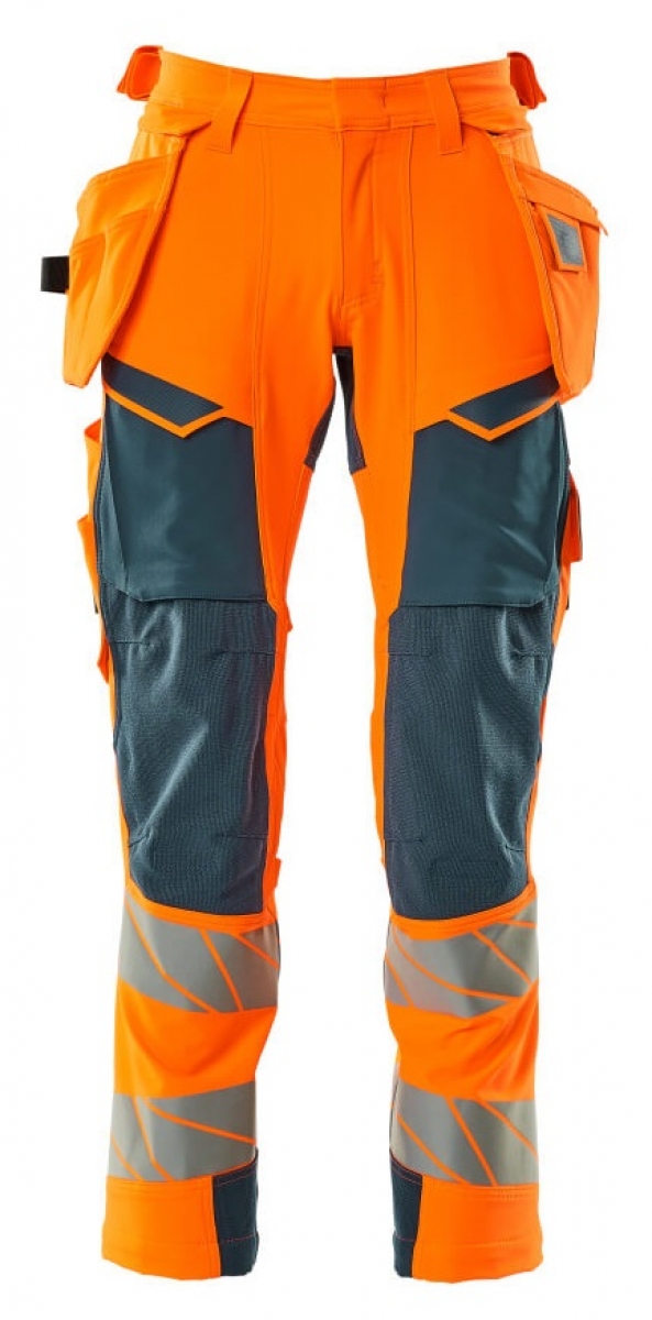 MASCOT-Workwear, Warnschutz-Bundhose, ACCELERATE SAFE, 82 cm, warnorange/dunkelpetroleum