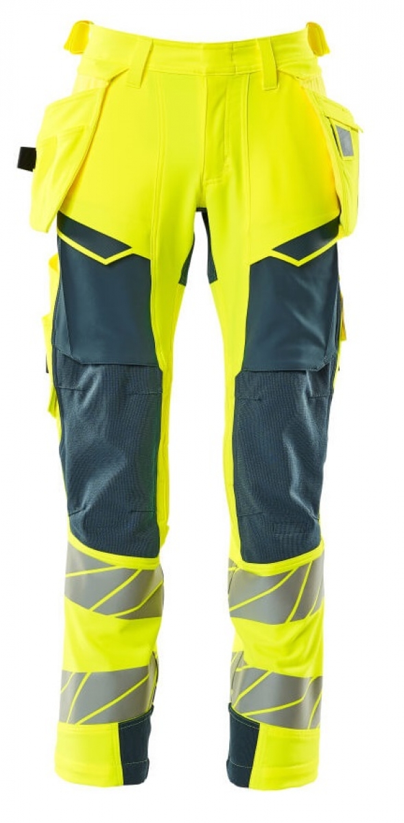 MASCOT-Workwear, Warnschutz-Bundhose, ACCELERATE SAFE, 76 cm, warngelb/dunkelpetroleum