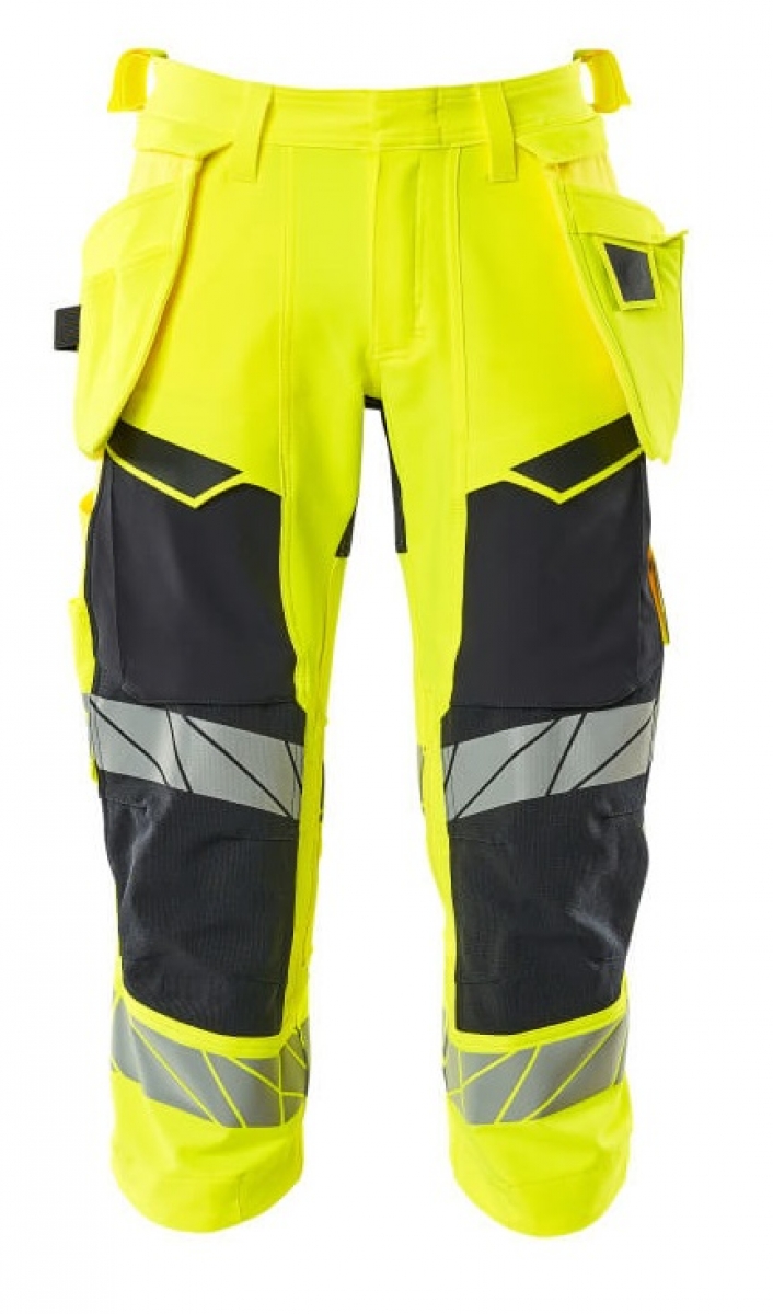 MASCOT-Workwear, Warnschutz-Dreiviertel Hose, ACCELERATE SAFE, warngelb/schwarzblau
