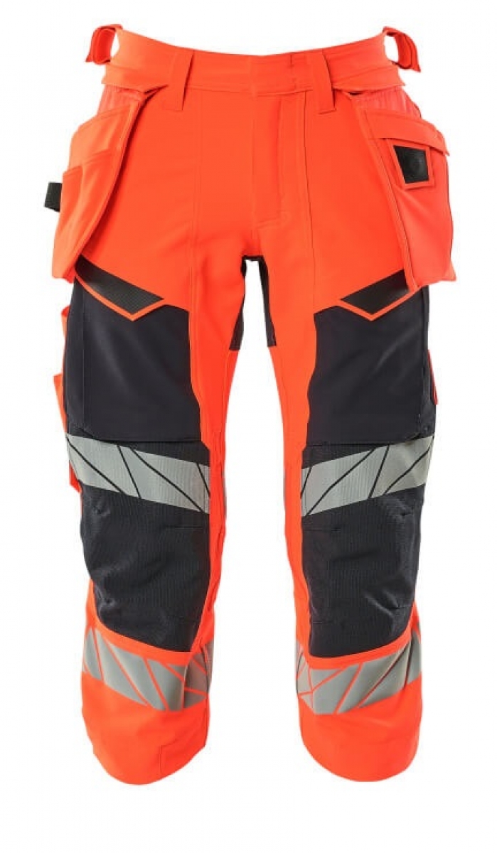 MASCOT-Workwear, Warnschutz-Dreiviertel Hose, ACCELERATE SAFE, warnrot/schwarzblau