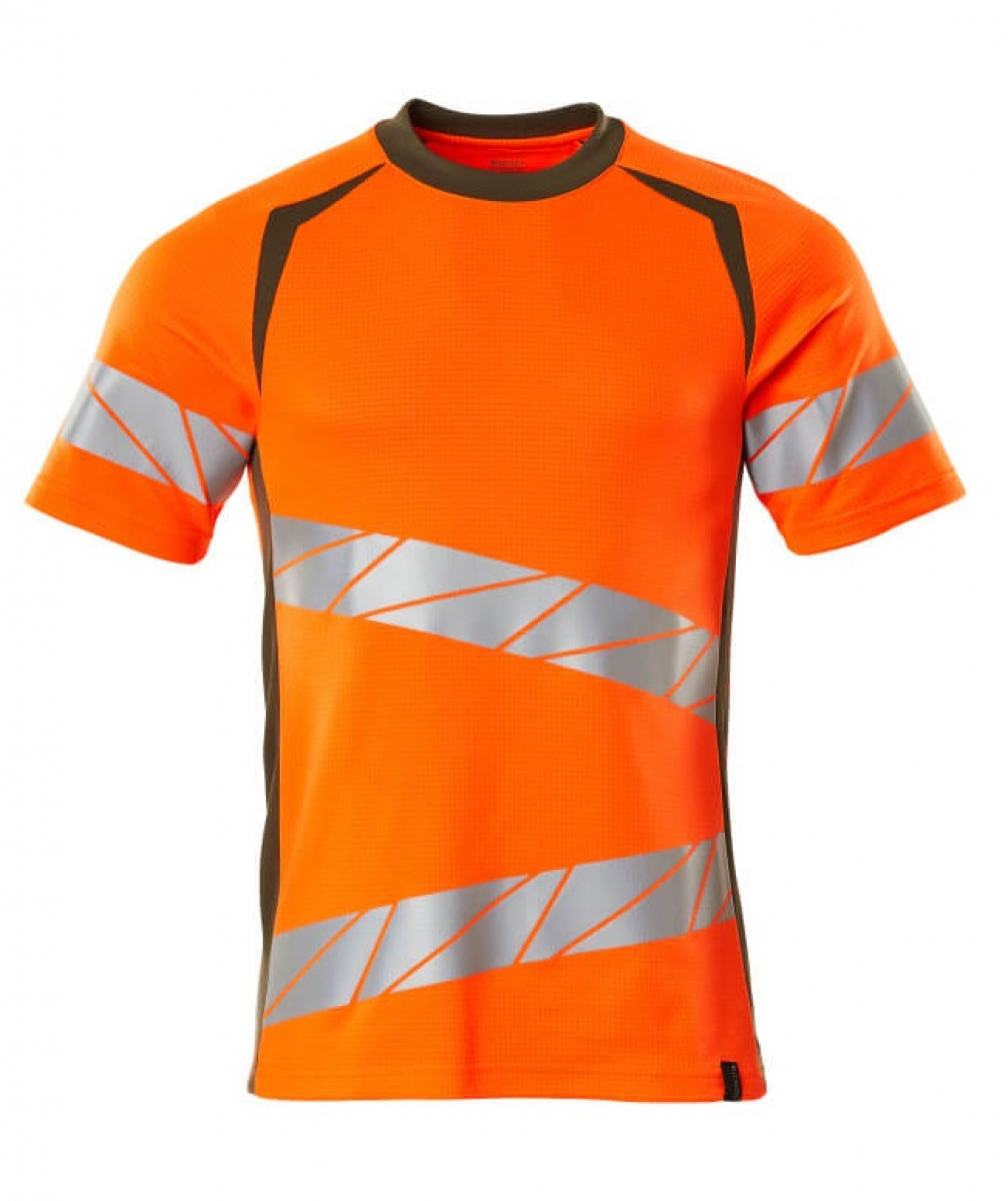 MASCOT-Workwear, Warnschutz-T-Shirt, ACCELERATE SAFE, warnorange/moosgrn