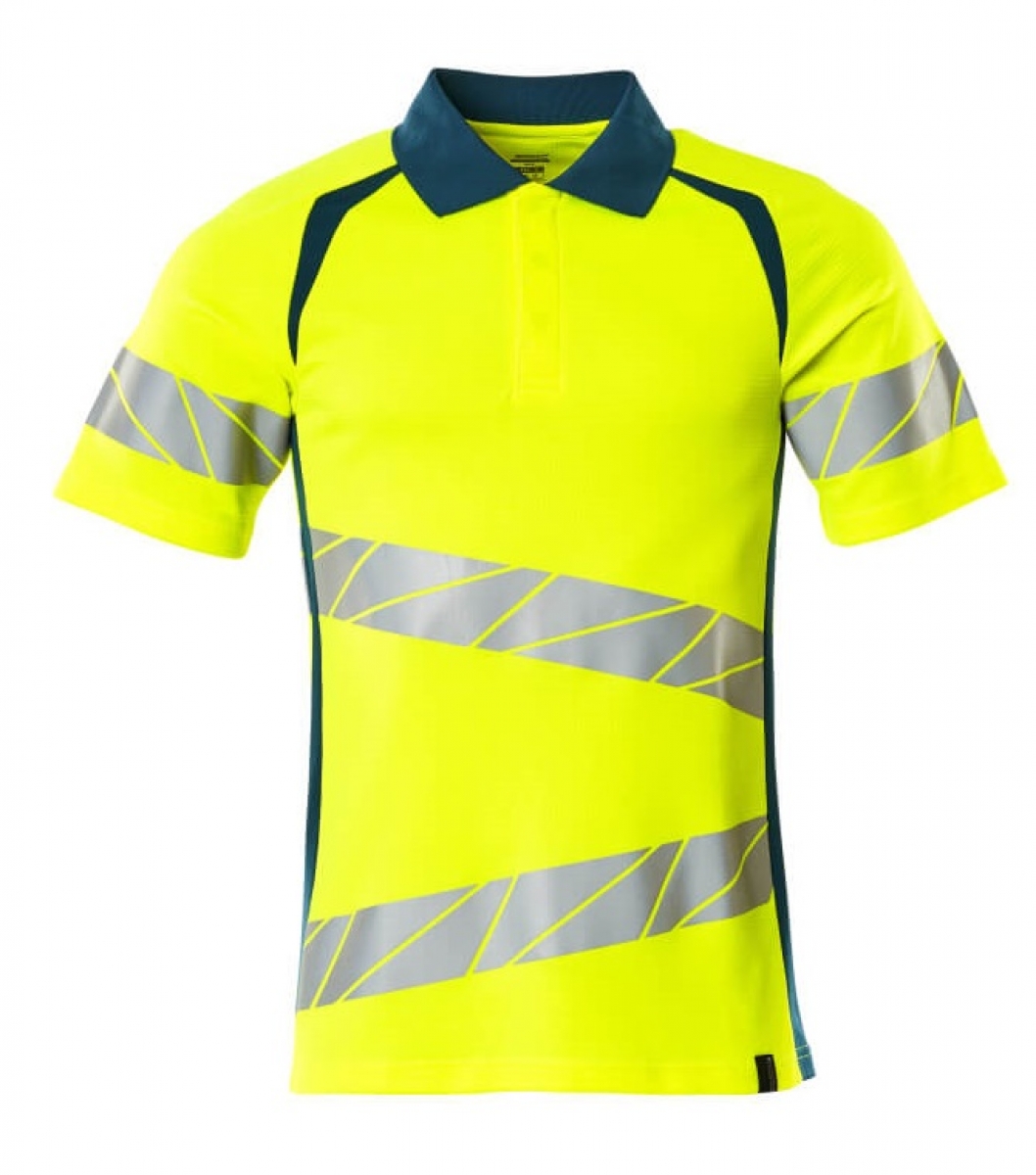 MASCOT-Workwear, Warnschutz-Polo-Shirt, ACCELERATE SAFE, warngelb/dunkelpetroleum