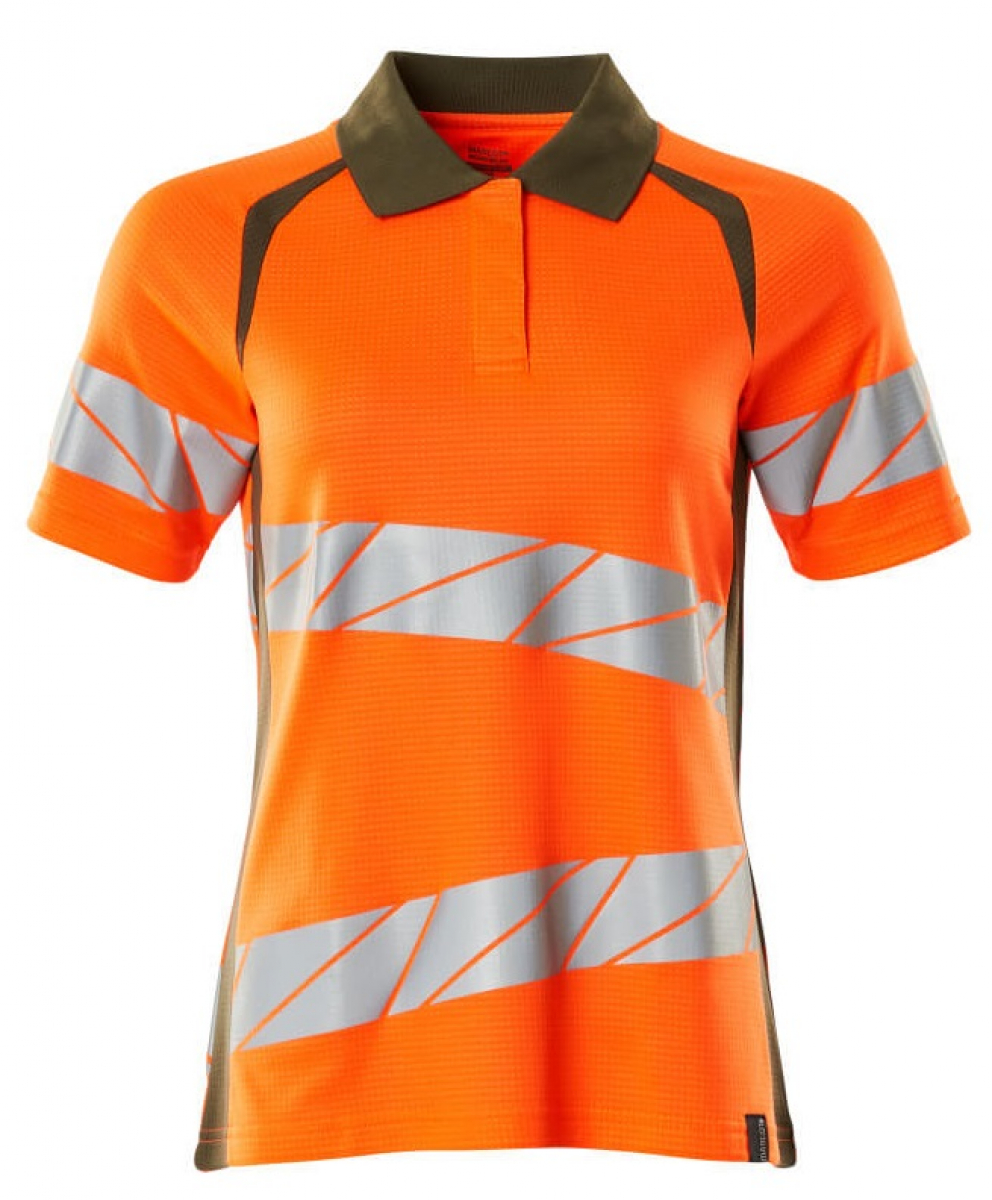 MASCOT-Workwear, Warnschutz-Damen Polo-Shirt, ACCELERATE SAFE, warnorange/moosgrn