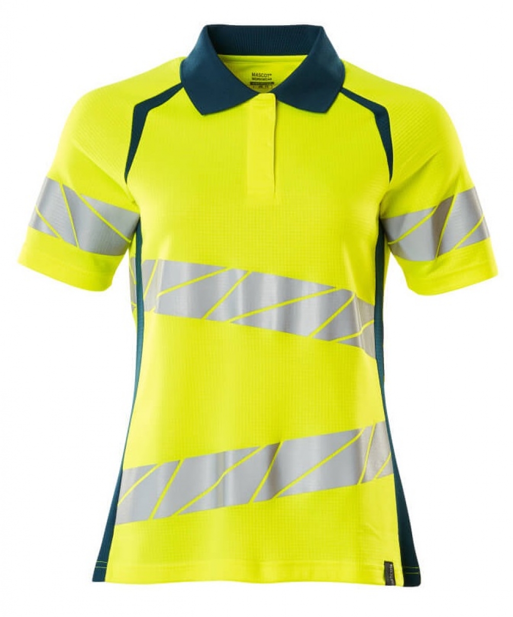 MASCOT-Workwear, Warnschutz-Damen Polo-Shirt, ACCELERATE SAFE, warngelb/dunkelpetroleum