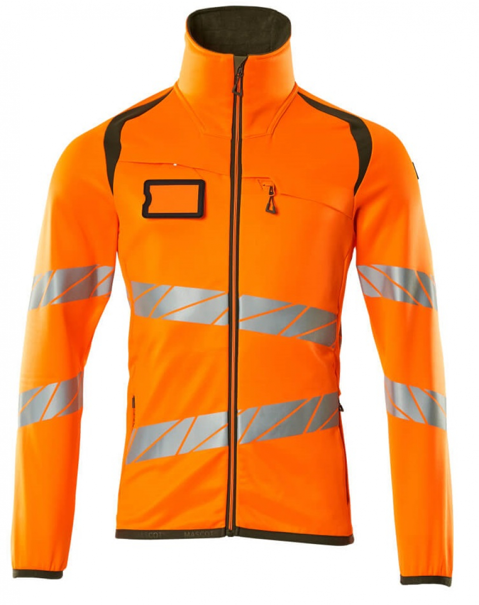 MASCOT-Workwear, Warnschutz-Fleece-Pullover, ACCELERATE SAFE, warnorange/moosgrün