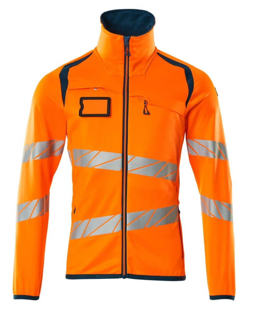 MASCOT-Workwear, Warnschutz-Fleece-Pullover, ACCELERATE SAFE, warnorange/dunkelpetroleum