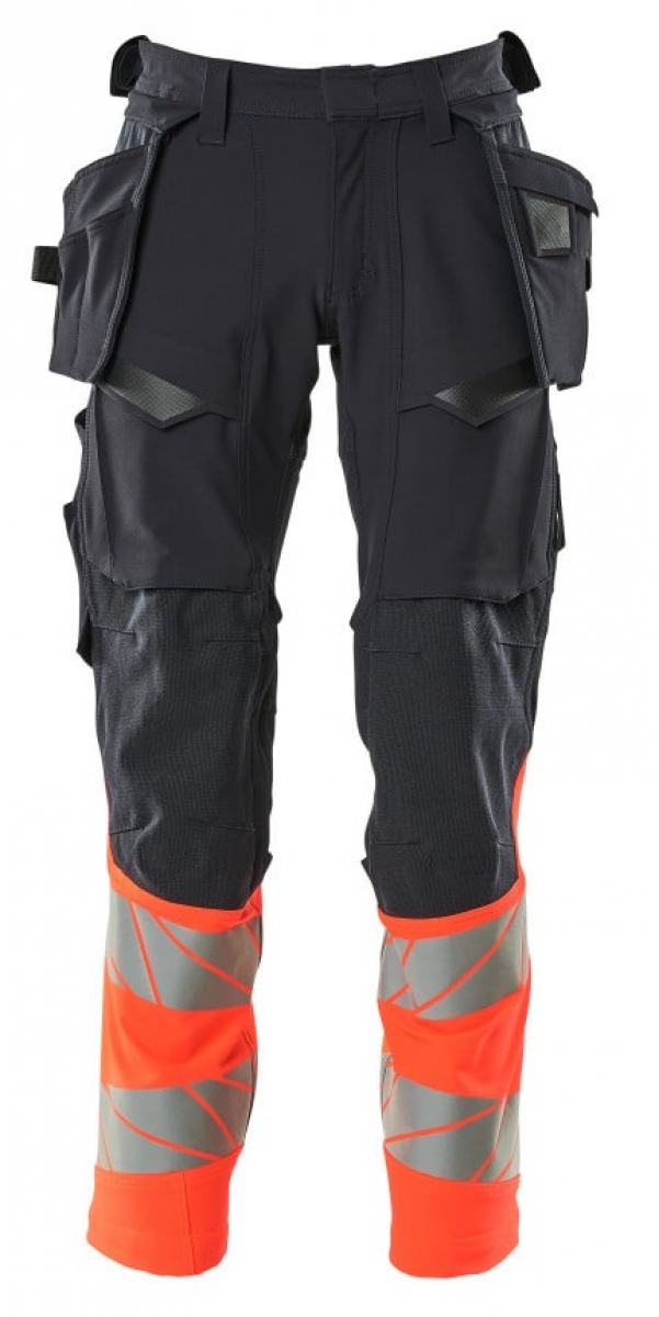 MASCOT-Workwear, Warnschutz-Bundhose, ACCELERATE SAFE, 76 cm, schwarzblau/warnrot